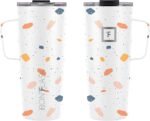 IRON °FLASK Grip Novelty Coffee Mug - Leak Proof, Vacuum Insulated Stainless Steel Bottle, Double Walled, Thermo Travel, Hot Cold, Water Metal Canteen - Terrazzo, 24 Oz - Classic Bottom - Image 4