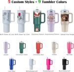 ZOYEPIN Personalized 40 oz Tumbler with Handle and Straw Lid,Custom Gifts for Woman Inspirational Gifts,Vivid Color with 3D Pattern,Insulated Stanless Steel,Birth Month Flower by Line - Image 3