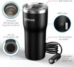 Wagan EL6101 12V Travel Car Heated Mug Portable 16oz Stainless Steel Anti-Spill Lid Slip Resistant Base Car Coffee Warmer Coffee Cup USB–C PD20W 12V DC (Black) - Image 3