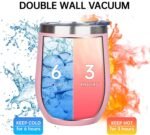 MEZMUT 12oz Insulated Wine Tumbler with Lid Double Wall Vacuum Stainless Steel Wine Glass Coffee Mug Insulated Tumbler Cup for Champaign, Cocktail, Beer (Pink, 1 Pack) - Image 4