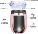 MEZMUT 12oz Insulated Wine Tumbler with Lid Double Wall Vacuum Stainless Steel Wine Glass Coffee Mug Insulated Tumbler Cup for Champaign, Cocktail, Beer (Pink, 1 Pack) - Image 5