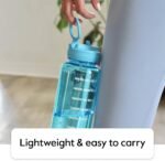 Takeya Tritan 32 oz Motivational Water Bottle with Straw Lid - Durable, BPA-Free - With Time Marker - Leakproof & Non-Slip Bumper - Breezy Blue - Image 4