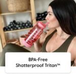 Takeya Tritan 32 oz Motivational Water Bottle with Straw Lid - Durable, BPA-Free - With Time Marker - Leakproof & Non-Slip Bumper - Breezy Blue - Image 5