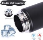 Volhoply 20oz Insulated Stainless Steel Water Bottle with Straw Lid, Kids Wide Mouth Double Wall Vacuum Cups with Handle,Reusable Outdoor Sports Metal Bottles,Travel Flask Keep Cold&Hot(Black,1) - Image 4