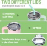 Zukro 24 oz Ceramic Lined Tumbler with Handle and Straw, No Metal Taste, Insulated Stainless Steel Coffee Mug with Spill Proof Lids for Home/Office, No Sweat, Keep Drinks Hot or Cold, Navy Blue - Image 5