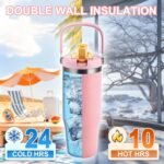 Winscj 32 oz Tumbler with Handle and Flip Straw,Keep Cold or Hot,Fits in Cup Holder,Reusable Leak Proof Stainless Steel Vacuum Water Bottle,Suitable for Home Gym Trave, Easy to Carry (Cyan Blue) - Image 6