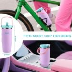 Winscj 32 oz Tumbler with Handle and Flip Straw,Keep Cold or Hot,Fits in Cup Holder,Reusable Leak Proof Stainless Steel Vacuum Water Bottle,Suitable for Home Gym Trave, Easy to Carry (Cyan Blue) - Image 7