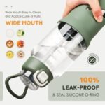 SIEROZUR 32 oz Glass Tumbler with Straw, Glass Water Bottles with 2 Lids-Handle Spout Lid & Straw Lid, 1 Liter Motivational Water Bottles, Silicone Sleeve, Fits Car Cup Holder,Olive - Image 4