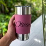 Custom-Crafted Engraved Vegan Leather Tumbler - Personalized Name Engraving - Bespoke Drinkware for Memorable Gifts - Perfect for Any Recipient - Image 7