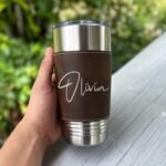 Custom-Crafted Engraved Vegan Leather Tumbler - Personalized Name Engraving - Bespoke Drinkware for Memorable Gifts - Perfect for Any Recipient - Image 8