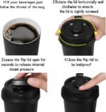 Funkrin Insulated Coffee Mug with Straw & Flip Lid, 24oz Tumbler Cup with Ceramic Coating, Double Wall Vacuum Leak-Proof Travel Mug wiht Tea Infuser for Office School Party Camping - Image 4