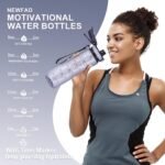 Newfad 32 oz Water Bottle with Detachable Straw, Clear Motivational Water Bottles with Time to Drink, Tritan & BPA Free Sports Water Jug with Time Marker, Upgraded handle design - Image 5