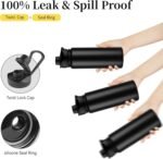 VQRRCKI 24 oz Insulated Water Bottle Bulk 4 Pack, Stainless Steel Sports Water Bottles with Straw Lid & Wide Mouth Lids, Double Walled Vacuum, Leak Proof, Black - Image 4