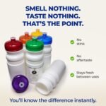 Rolling Sands USA Made 20 Ounce Sports Water Bottles - 6-Pack BPA-Free Blank Sports Bottles for Small Teams, Adults & Kids - White Bottle/Green Lid, No Smell No Taste - Image 4