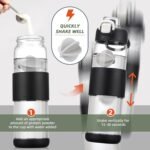 weasland Glass Water Bottle for Protein Mixes 24 oz Protein Shaker Bottles with Whisk Ball Portable Leak Proof Shaker Blender for Fitness BPA Free - Image 3