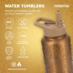 FAHRMOSIS 32 Oz Water Bottle with Straw Stainless Steel Sports Water Bottle with 3 Lids (Straw, Chug & Flip Lid) 1 Liter Leak Proof Insulated Metal Jug for Men & Women - Gold Leopard - Image 3