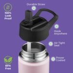 SIPX™ Kids 12 oz Insulated Water Bottle with Straw Lid – Leakproof Stainless Steel, BPA-Free, Easy to Carry – Perfect for School, Camp, Sports & Travel – Pink - Image 6