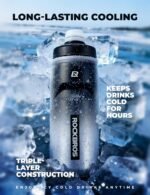 ROCKBROS Insulated Bike Water Bottle 21oz BPA-Free Squeeze-Style Sports Water Bottle with Lightweight Leak-Proof Design for Cycling, Camping,Gym, Hiking Black gradient - Image 3
