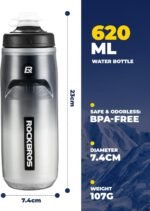 ROCKBROS Insulated Bike Water Bottle 21oz BPA-Free Squeeze-Style Sports Water Bottle with Lightweight Leak-Proof Design for Cycling, Camping,Gym, Hiking Black gradient - Image 4