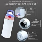MAIKESUB 4 Pcs Sublimation Blank Stainless Steel water bottle 12 OZ Straight Stainless Steel Insulated Tumblers Different Color Splash-Proof Lid Shatterproof Water Cup - Image 4