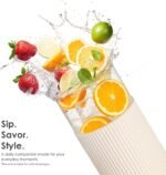 SANDJEST Glass Tumbler with Straw and Lid, Glass Water Bottle with Silicone Sleeve 20oz, Smoothie, Iced Coffee Cup, Gifts for Women Teen Girls Birthday Christmas (Cream) - Image 4