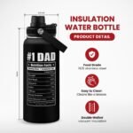 Best Dad Ever Water Bottle 32oz - Dad Bottle Stainless Steel Insulated Sports Bottles with Lid, Gifts for Father from Daughter Son, Dad Gifts for Birthday Christmas Fathers Day - Image 3