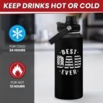 Best Dad Ever Water Bottle 32oz - Dad Bottle Stainless Steel Insulated Sports Bottles with Lid, Gifts for Father from Daughter Son, Dad Gifts for Birthday Christmas Fathers Day - Image 4