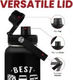 Best Dad Ever Water Bottle 32oz - Dad Bottle Stainless Steel Insulated Sports Bottles with Lid, Gifts for Father from Daughter Son, Dad Gifts for Birthday Christmas Fathers Day - Image 5
