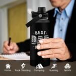 Best Dad Ever Water Bottle 32oz - Dad Bottle Stainless Steel Insulated Sports Bottles with Lid, Gifts for Father from Daughter Son, Dad Gifts for Birthday Christmas Fathers Day - Image 6