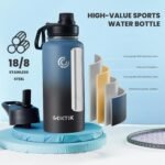 32 oz Sports Water Bottle With Straw,2 Lids, Stainless Steel Vacuum Insulated Water Bottles,Leakproof Lightweight, Keeps Cold and Hot, Great for Travel, Hiking, Biking, Running (Indigo Crush) - Image 3