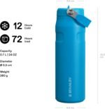 Stanley IceFlow Flip Straw 2.0 Water Bottle 24 OZ | Built-In Straw with Larger Opening | Lightweight & Leak-Resistant | Insulated Stainless Steel | BPA-Free | Azure - Image 3