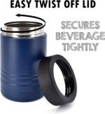 4-in-1 Stainless Steel 12 oz Double Wall Vacuum Insulated Can or Bottle Cooler Keeps Beverage Cold for Hours - Also Fits 16 oz Cans - Powder Coated Navy - Clear Water Home Goods - Image 3