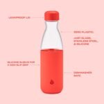 S'well Glass Original Water Bottle, 18oz, Radiant Coral, Borosilicate Glass Bottle With Protective Silicone Sleeve, Zero Plastic, Leakproof, BPA Free - Image 4