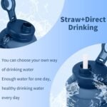 Yenergy Collapsible 64oz Water Bottle with Handle & Straw - Spill-Proof Foldable Silicone Bottle for Men/Women (Blue, 2L) - Image 3