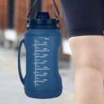 Yenergy Collapsible 64oz Water Bottle with Handle & Straw - Spill-Proof Foldable Silicone Bottle for Men/Women (Blue, 2L) - Image 5