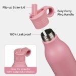 18oz Stainless Steel Water Bottle with Straw, Insulated Metal Travel Water Bottle, Reusable and Leak Proof, BPA Free, Double Wall Design, Pink - Image 4