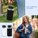 2 Pack 16oz/500ml Glass Shaker Bottle with Lid Handle, Glass Water Bottle, Wide Mouth Sport Nutrition Bottle Measuring Marks (ml/oz), for Protein Mixing, Juices, Iced Tea,Milk,Coffee,Juice Jars - Image 7