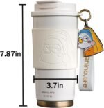 RhinoLife Insulated Coffee Mug Spill Proof Leak Proof with lid,16oz, White Portable Ceramic Lined Travel Mug with Handle & Silicone Mat, Reusable Insulated Tumbler with straw, Gift for Lovers - Image 7