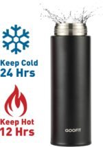 GOOFIT Thermos Double Wall Vacuum Kids Water Bottle,with Snap-On Lid and Locking Ring Insulated Water Bottle BPA Free Suitable for Schools and Travel 16 Oz Black - Image 3