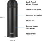 GOOFIT Thermos Double Wall Vacuum Kids Water Bottle,with Snap-On Lid and Locking Ring Insulated Water Bottle BPA Free Suitable for Schools and Travel 16 Oz Black - Image 4