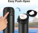 GOOFIT Thermos Double Wall Vacuum Kids Water Bottle,with Snap-On Lid and Locking Ring Insulated Water Bottle BPA Free Suitable for Schools and Travel 16 Oz Black - Image 5