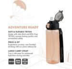 GRANDTIES Sports Tritan Plastic Water Bottle with Straw, Removable – Leakproof BPA Free Dishwasher Safe Travel Water Bottle with Strap for Gym, Outdoor, Fitness (Peach Creme, 28oz (800mL)) - Image 3