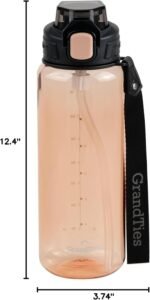 GRANDTIES Sports Tritan Plastic Water Bottle with Straw, Removable – Leakproof BPA Free Dishwasher Safe Travel Water Bottle with Strap for Gym, Outdoor, Fitness (Peach Creme, 28oz (800mL)) - Image 7