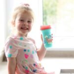 Nuby No Spill Insulated Transition Cup with Soft Rim Spout | 9 oz/ 270 ml | 2 pack: Aqua Animals & White Shapes or Blue Dinosaurs & Yellow Monsters | 18 months + - Image 3