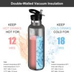 Neihepal 24oz Insulated Water Bottles Bulk 8 Pack,Stainless Steel Double Wall Sport Bottle with Straw Lid,Reusable Metal Cup with Hand Cap for School,Cyclists,Hikers,Gift(Cold Grey,8 Count) - Image 3