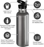 Neihepal 24oz Insulated Water Bottles Bulk 8 Pack,Stainless Steel Double Wall Sport Bottle with Straw Lid,Reusable Metal Cup with Hand Cap for School,Cyclists,Hikers,Gift(Cold Grey,8 Count) - Image 4
