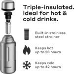 BOBBER 26 oz Stainless Steel Insulated Flask with Removable Tea Infuser – Keeps Hot 28 Hours, Cold 42 Hours – Leak-Proof, Dishwasher Safe Travel Bottle for Coffee & Tea (Matte) - Image 3