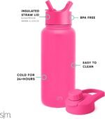 Simple Modern Water Bottle with Straw and Chug Lid Vacuum Insulated Stainless Steel Metal Thermos | Reusable Leak Proof BPA-Free Flask for Sports | Summit Collection | 32oz, Raspberry Vibes - Image 3