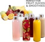 Brieftons 18 Oz Clear Borosilicate Glass Water Bottles With Caps, 6 Pack, Heat Resistant, Slim, Easy to Store, Reusable Drinking Bottle, Sauce Jar, Juice Beverage Container, With Leakproof Lids - Image 5