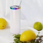 YOUKE OLA 8 Pack Rainbow Plated Stainless Steel Tumbler Straight Double Wall Powder Coated for Laser Engrave, 20oz White To Iridescent - Image 6